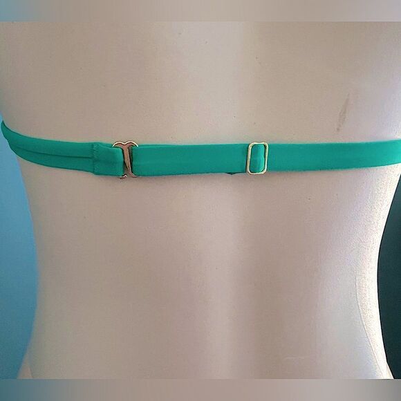 Spanx Triangle Ruched Halter Mystic Green Bikini Swim Top Size Large - Picture 5 of 7